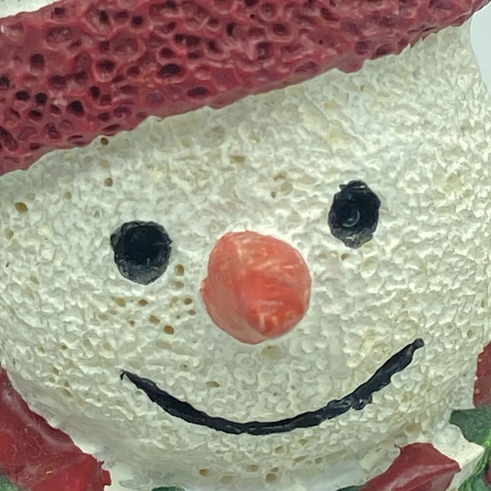 Bobblehead Ceramic Snowman On Spring Pedestal Christmas Vintage 6.75